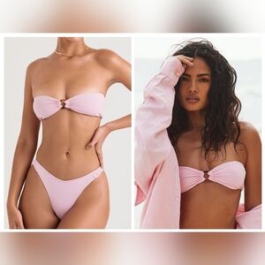 NWT House‎ of CB Medea Blossom Pink O Ring Bandeau Swim Top Size Large